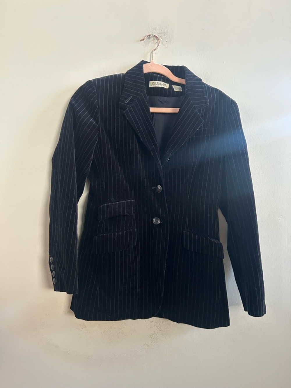 Ann Taylor vintage velvet pinstripe blazer